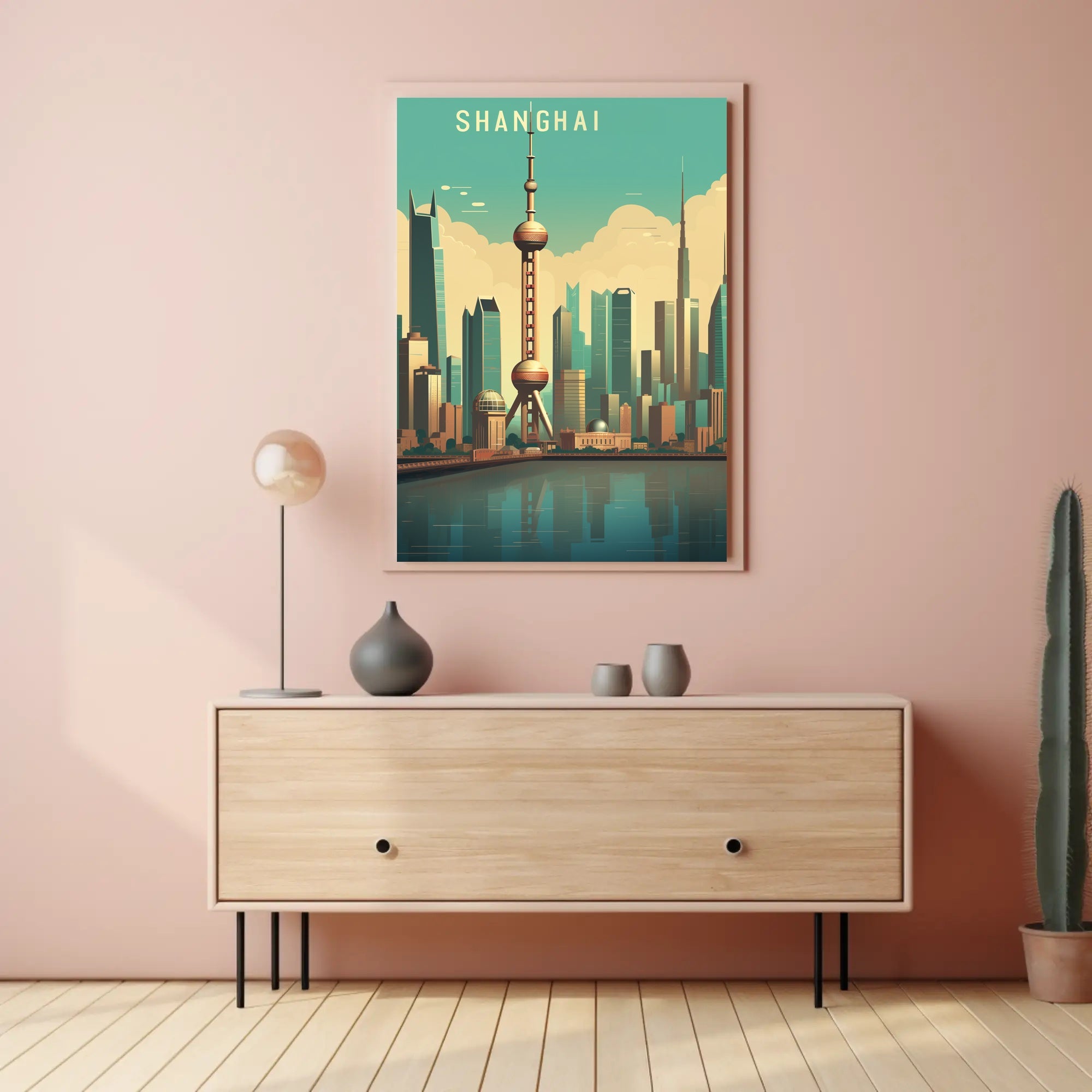 Shanghai Skyline: Modern Urban Cityscape Poster PosterGoat