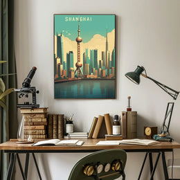 Shanghai Skyline: Modern Urban Cityscape Poster PosterGoat