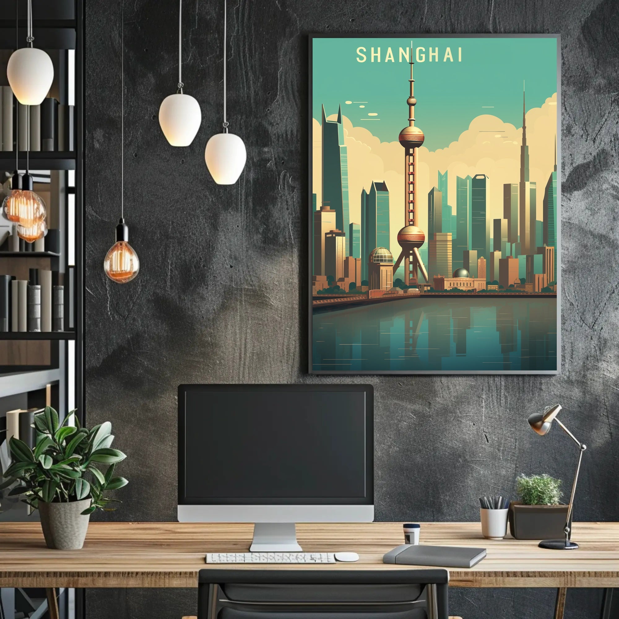 Shanghai Skyline: Modern Urban Cityscape Poster PosterGoat