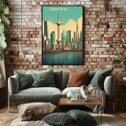 Shanghai Skyline: Modern Urban Cityscape Poster PosterGoat