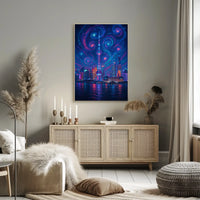 Shanghai Starry Night Urban Skyline Poster PosterGoat