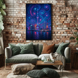 Shanghai Starry Night Urban Skyline Poster PosterGoat