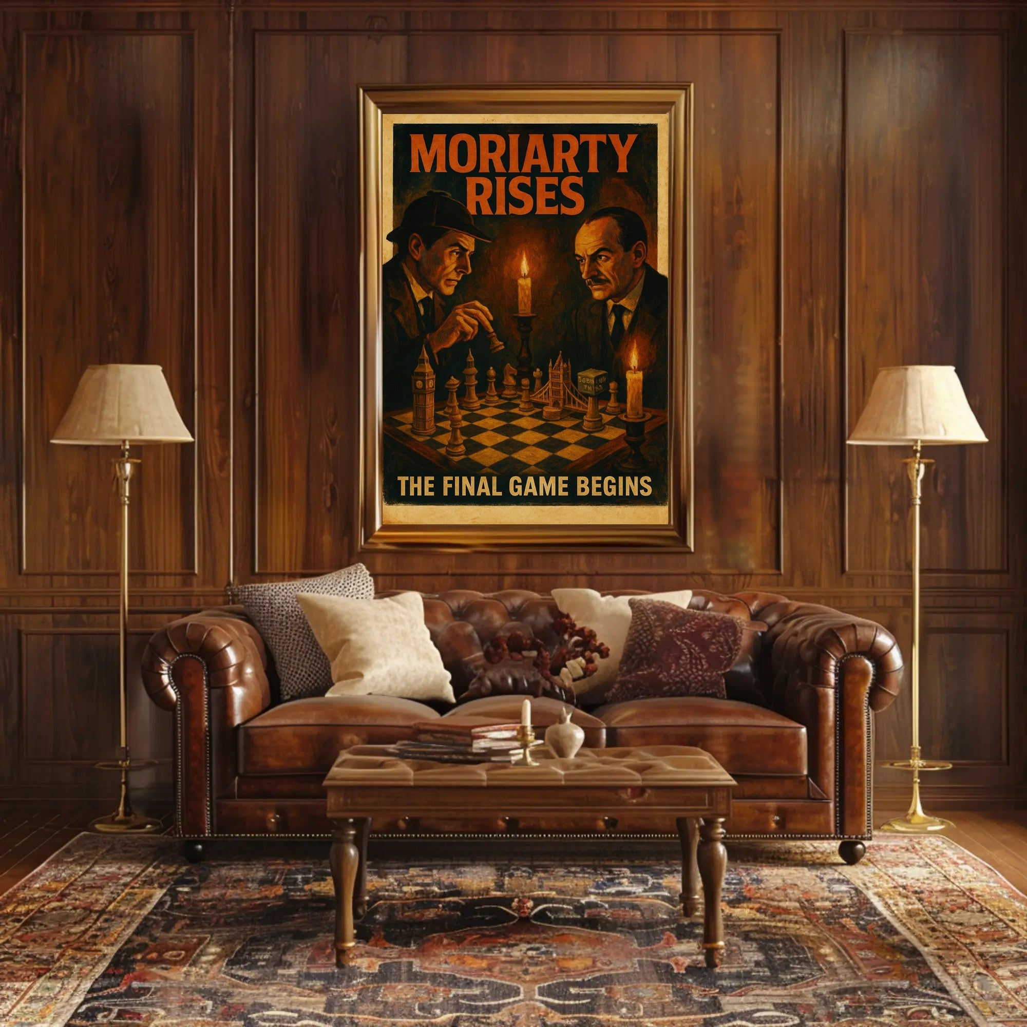 Sherlock Holmes Chess Duel Cultural or Heritage Poster PosterGoat