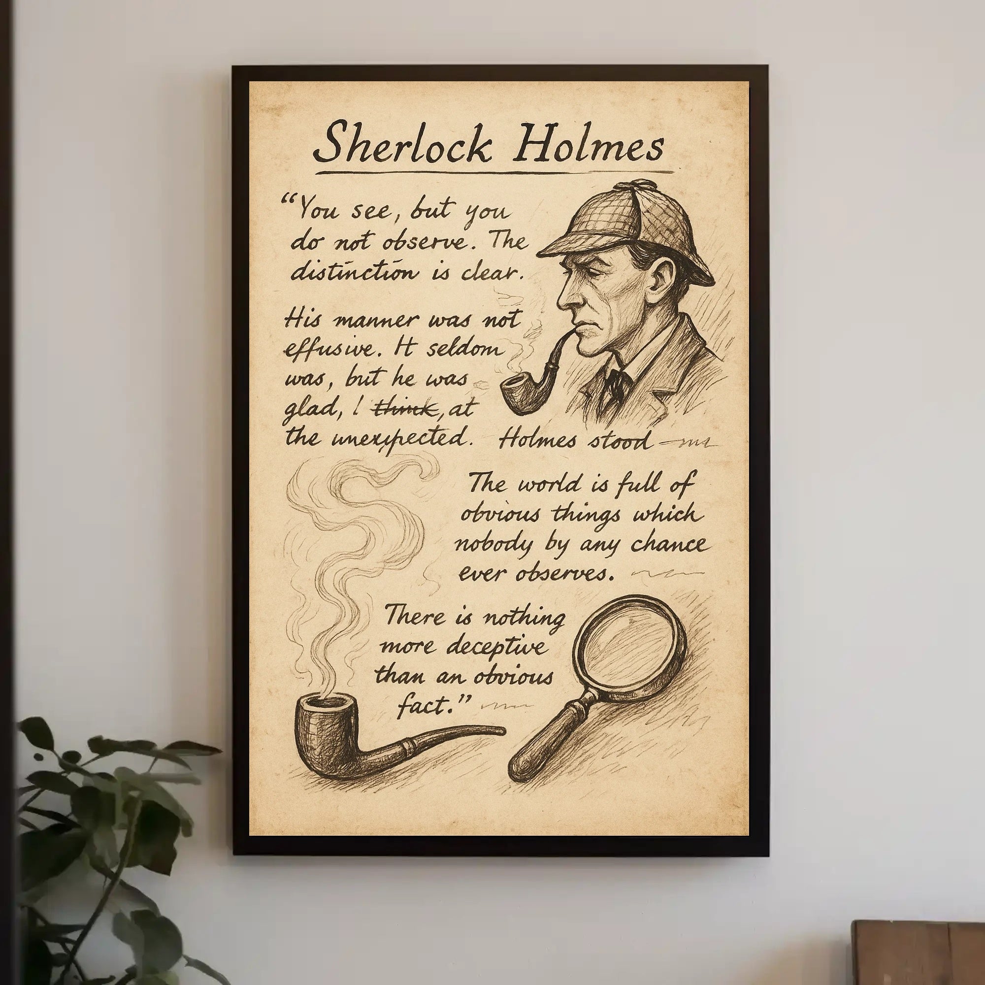 Sherlock Holmes Vintage Quote Art Motivational or Quote Poster PosterGoat