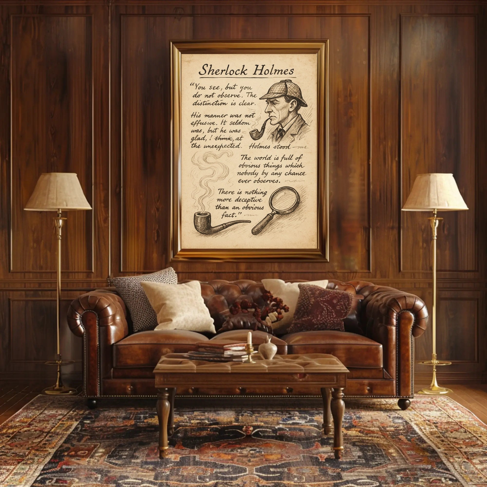 Sherlock Holmes Vintage Quote Art Motivational or Quote Poster PosterGoat