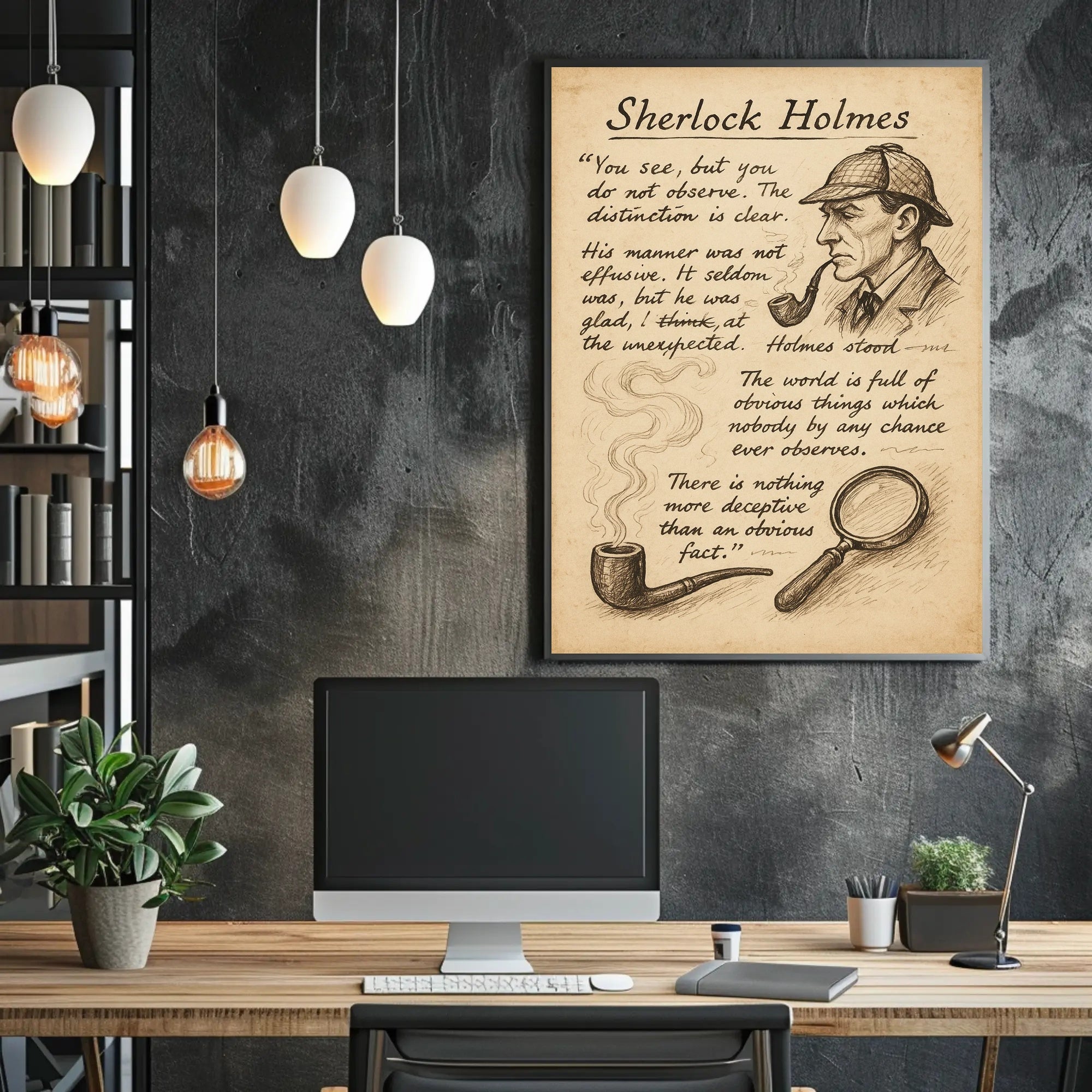 Sherlock Holmes Vintage Quote Art Motivational or Quote Poster PosterGoat
