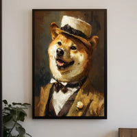 Shiba Inu in Vintage Attire: Artistic Poster PosterGoat