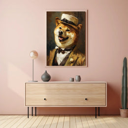 Shiba Inu in Vintage Attire: Artistic Poster PosterGoat