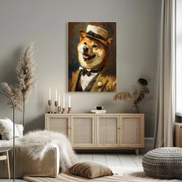 Shiba Inu in Vintage Attire: Artistic Poster PosterGoat