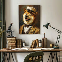 Shiba Inu in Vintage Attire: Artistic Poster PosterGoat
