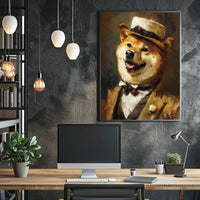 Shiba Inu in Vintage Attire: Artistic Poster PosterGoat