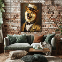 Shiba Inu in Vintage Attire: Artistic Poster PosterGoat