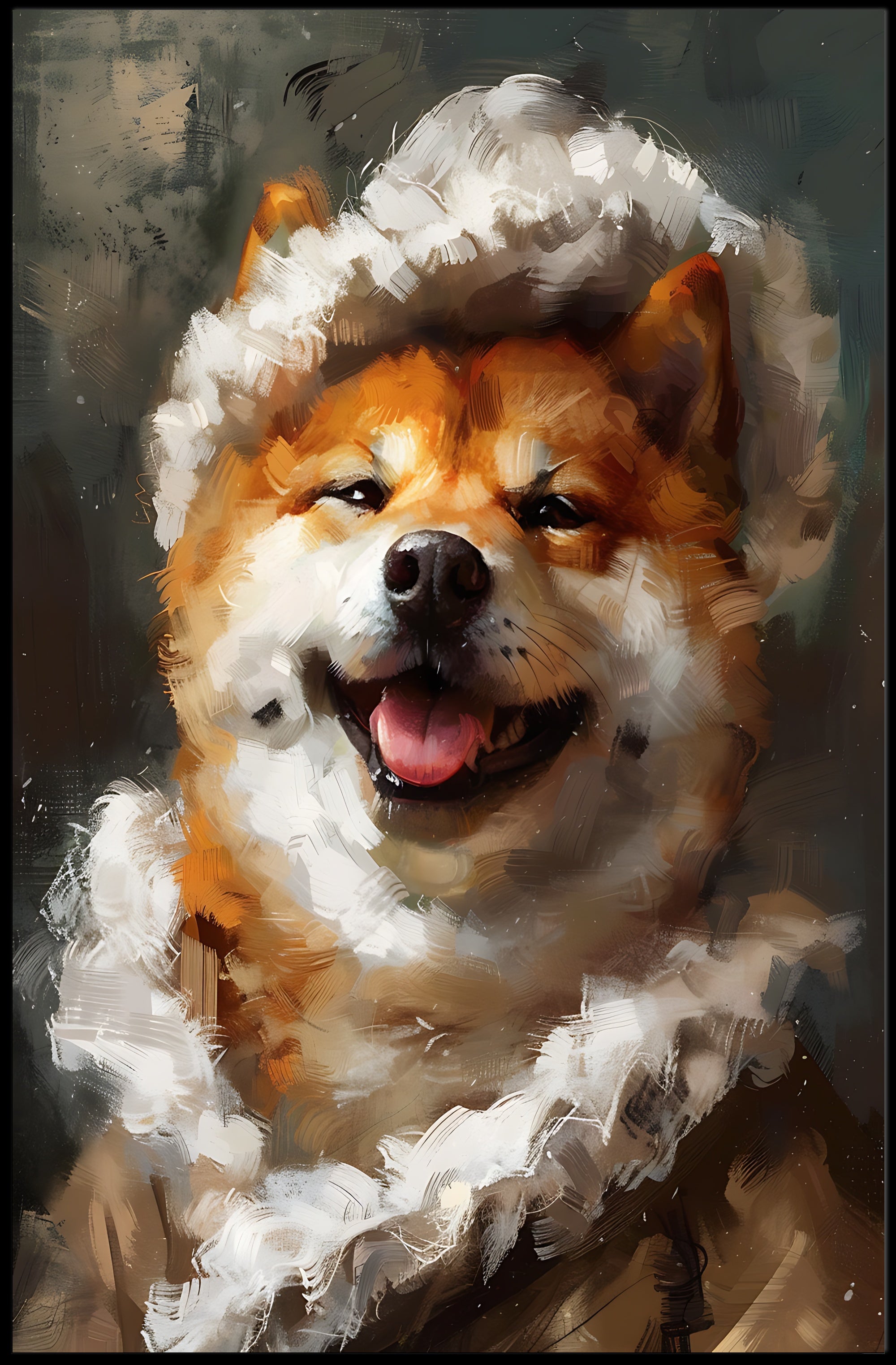Shiba Inu in Whimsical Winter Attire Animal Poster PosterGoat