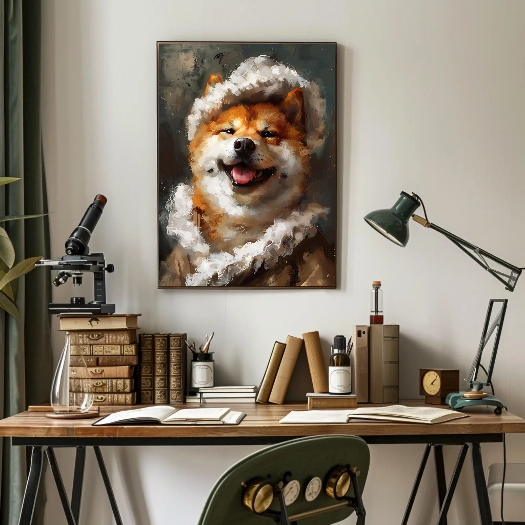 Shiba Inu in Whimsical Winter Attire Animal Poster PosterGoat
