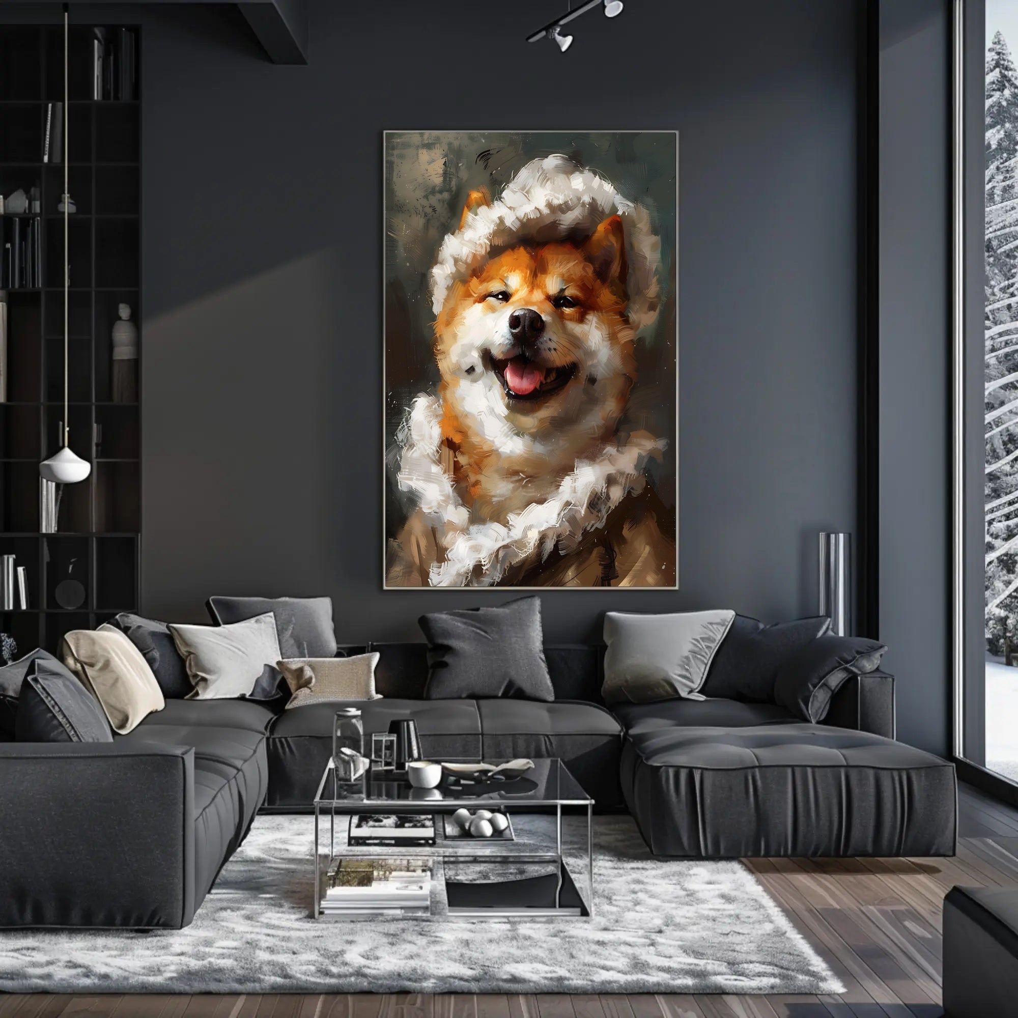 Shiba Inu in Whimsical Winter Attire Animal Poster PosterGoat