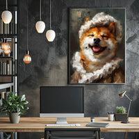 Shiba Inu in Whimsical Winter Attire Animal Poster PosterGoat