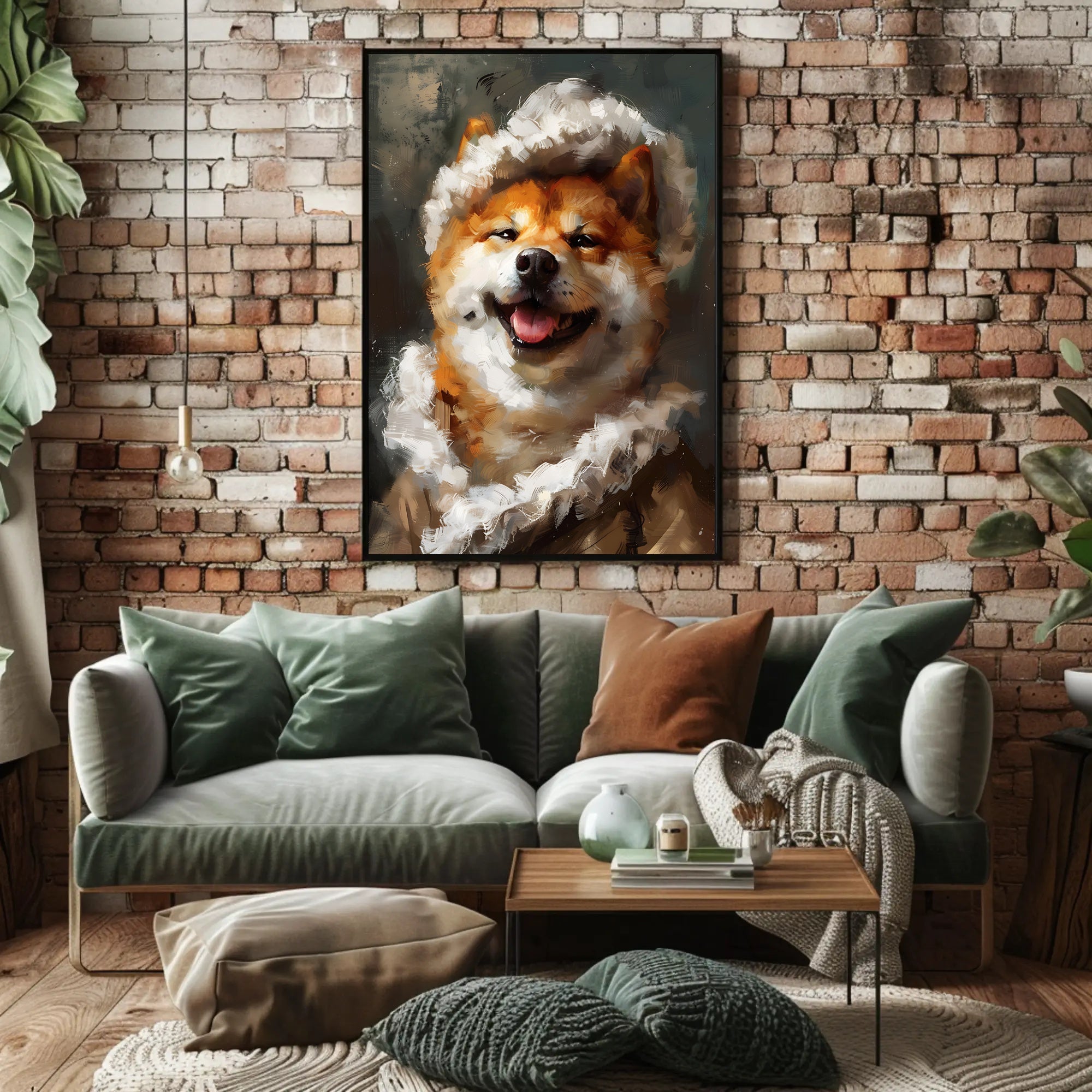 Shiba Inu in Whimsical Winter Attire Animal Poster PosterGoat