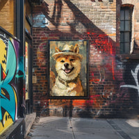 Shiba Inu with Straw Hat Artistic Dog Breed Poster PosterGoat