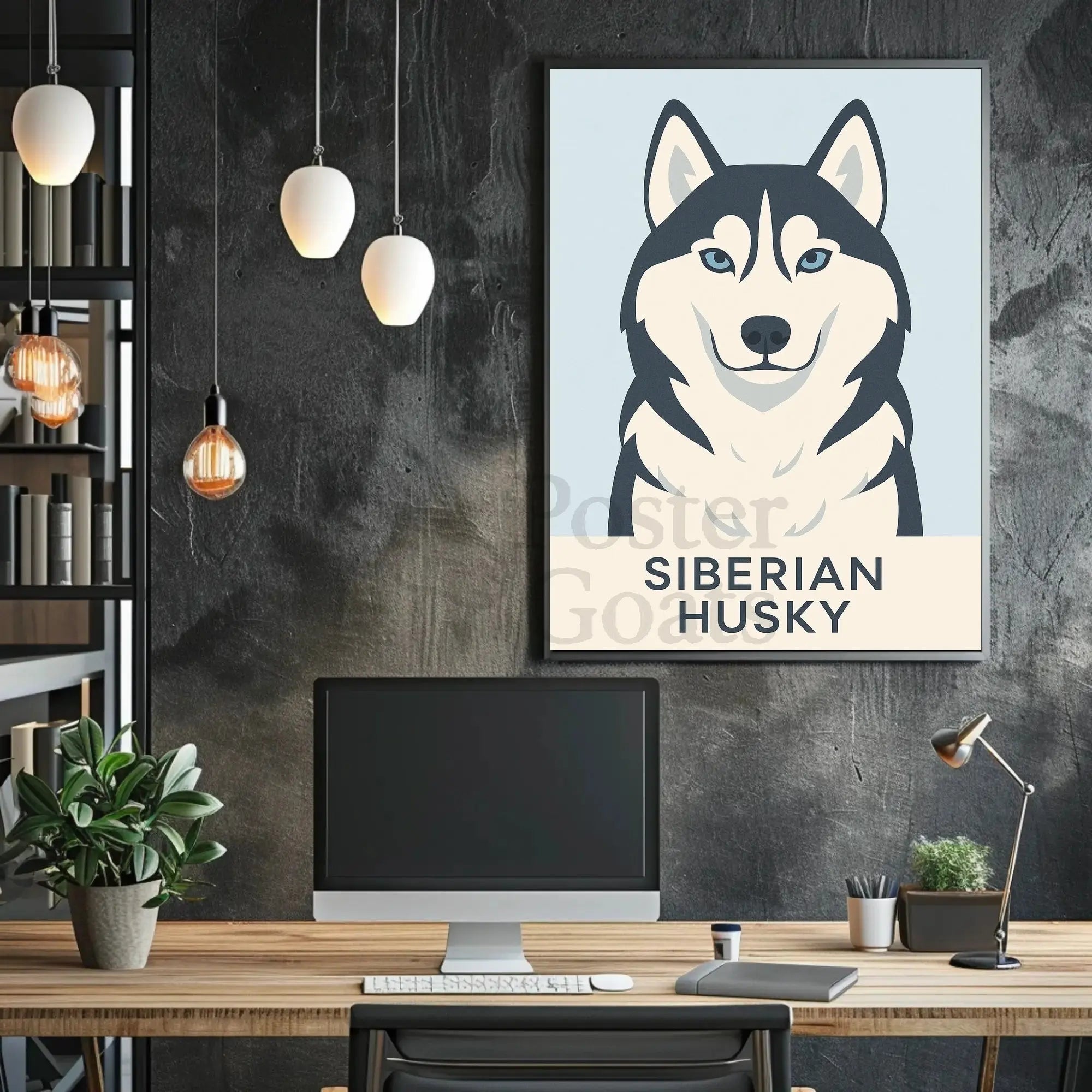 Siberian Husky Modern Design Dog Breed Poster PosterGoat