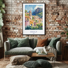 Sicily Escape Mediterranean Architectural Travel Poster PosterGoat
