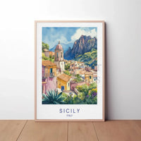 Sicily Escape Mediterranean Architectural Travel Poster PosterGoat