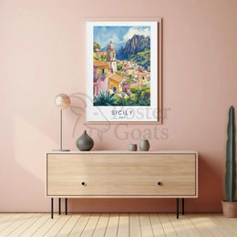 Sicily Escape Mediterranean Architectural Travel Poster PosterGoat