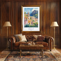 Sicily Escape Mediterranean Architectural Travel Poster PosterGoat