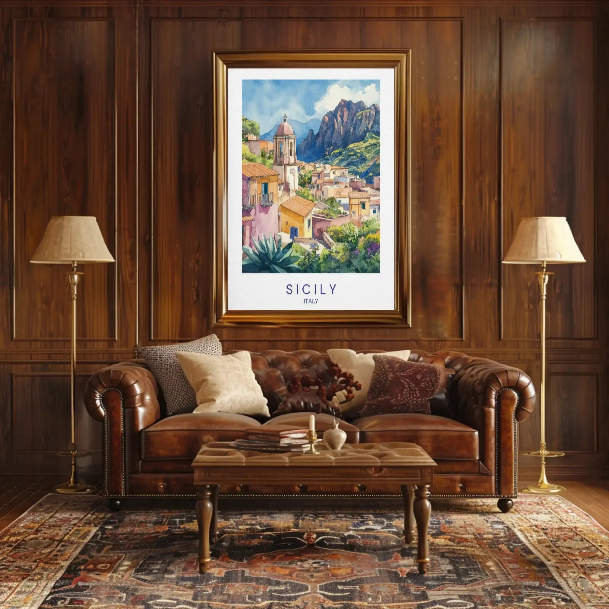 Sicily Escape Mediterranean Architectural Travel Poster PosterGoat