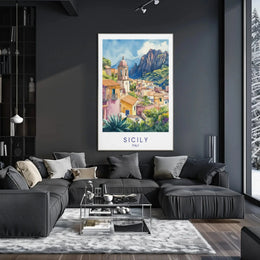 Sicily Escape Mediterranean Architectural Travel Poster PosterGoat