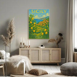 Sicily's Vibrant Landscape Travel Poster PosterGoat