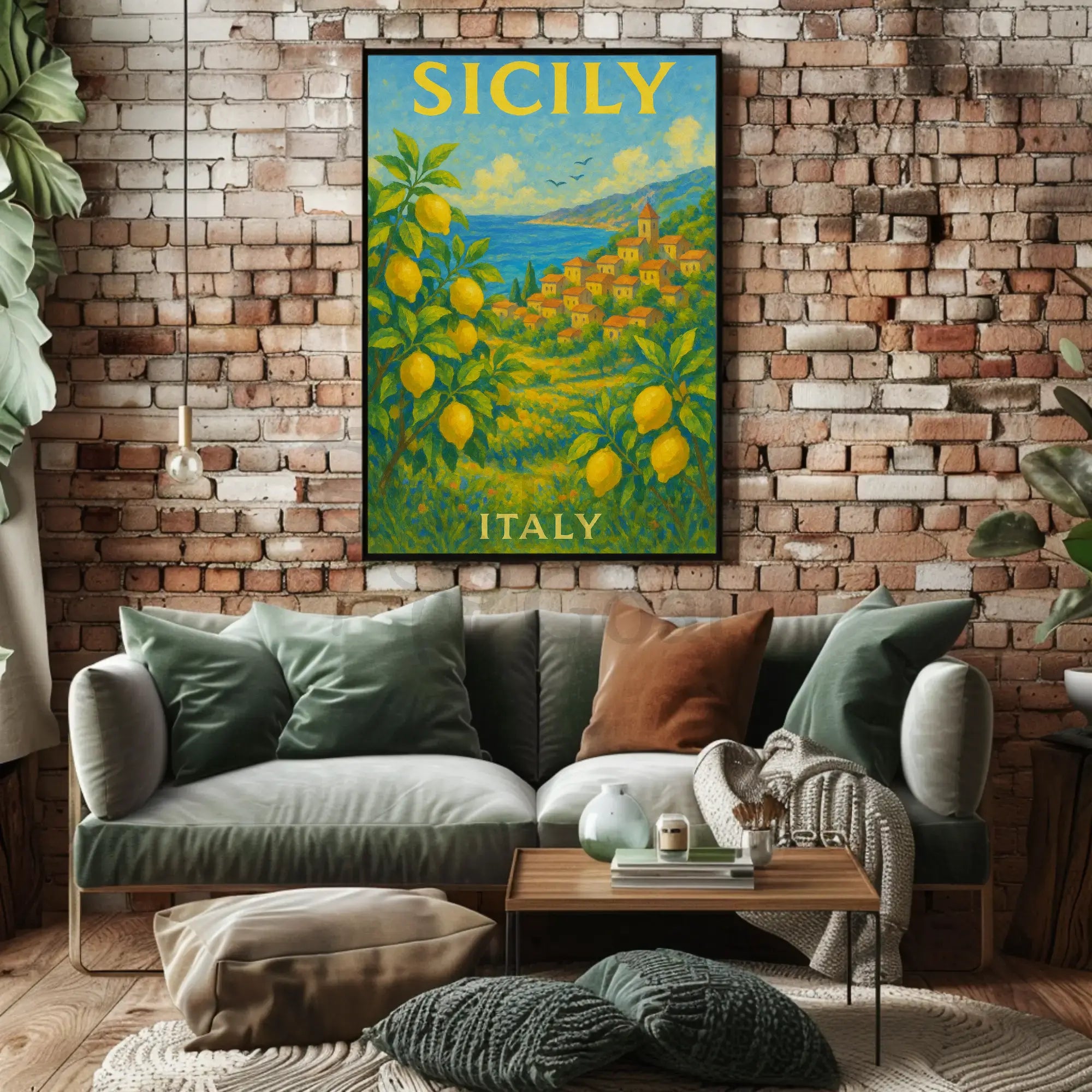 Sicily's Vibrant Landscape Travel Poster PosterGoat
