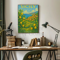 Sicily's Vibrant Landscape Travel Poster PosterGoat