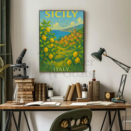 Sicily's Vibrant Landscape Travel Poster PosterGoat