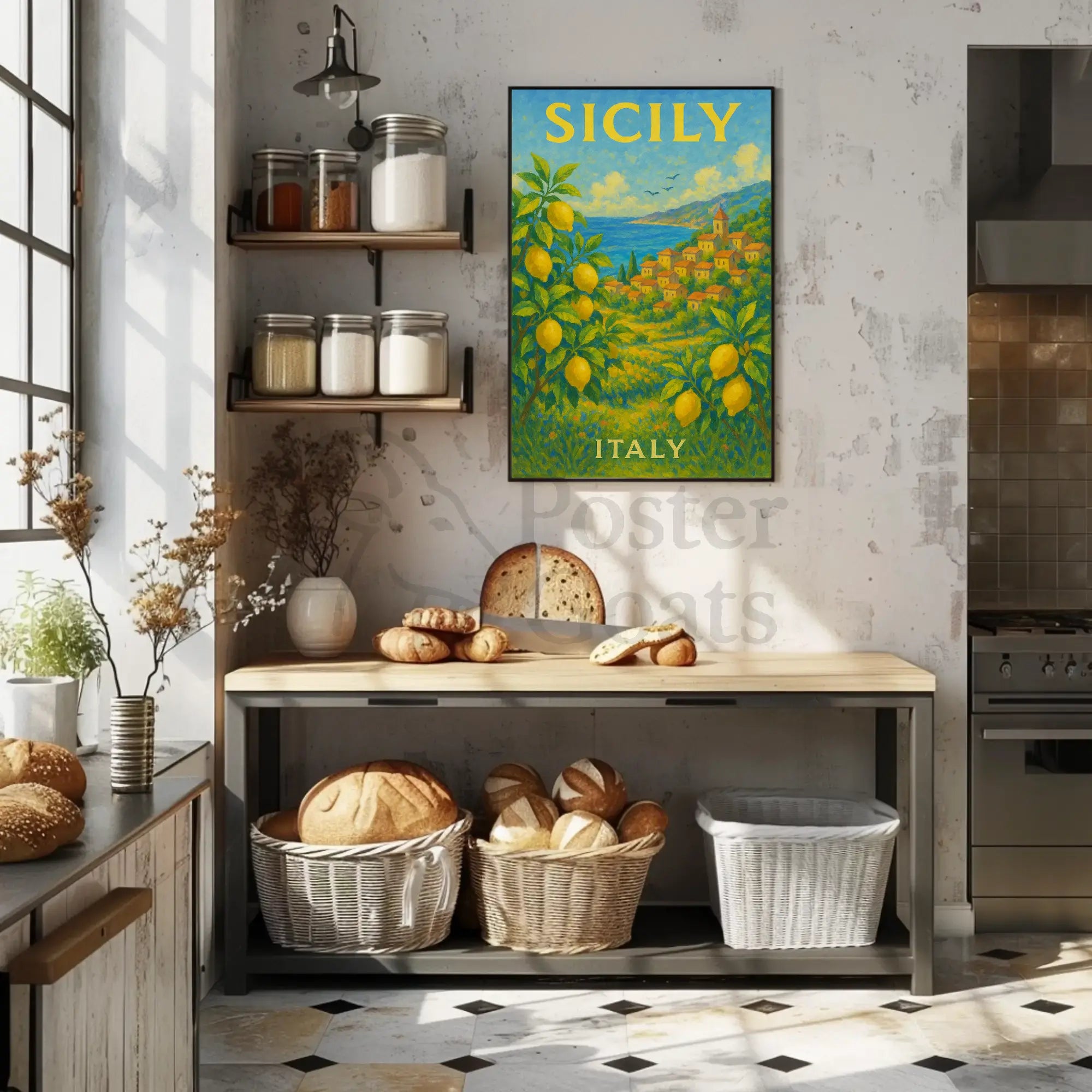 Sicily's Vibrant Landscape Travel Poster PosterGoat