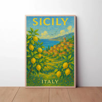 Sicily's Vibrant Landscape Travel Poster PosterGoat