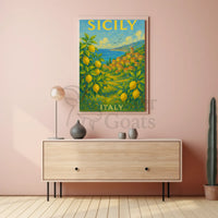 Sicily's Vibrant Landscape Travel Poster PosterGoat