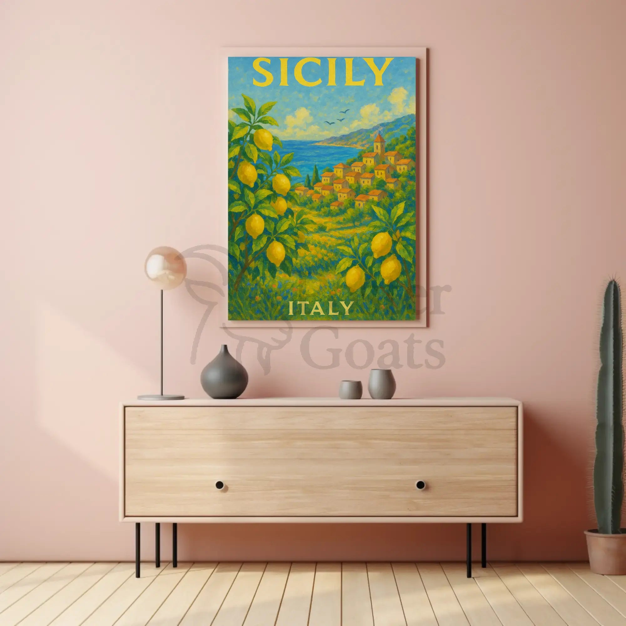 Sicily's Vibrant Landscape Travel Poster PosterGoat