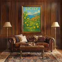 Sicily's Vibrant Landscape Travel Poster PosterGoat