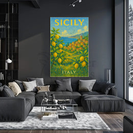 Sicily's Vibrant Landscape Travel Poster PosterGoat