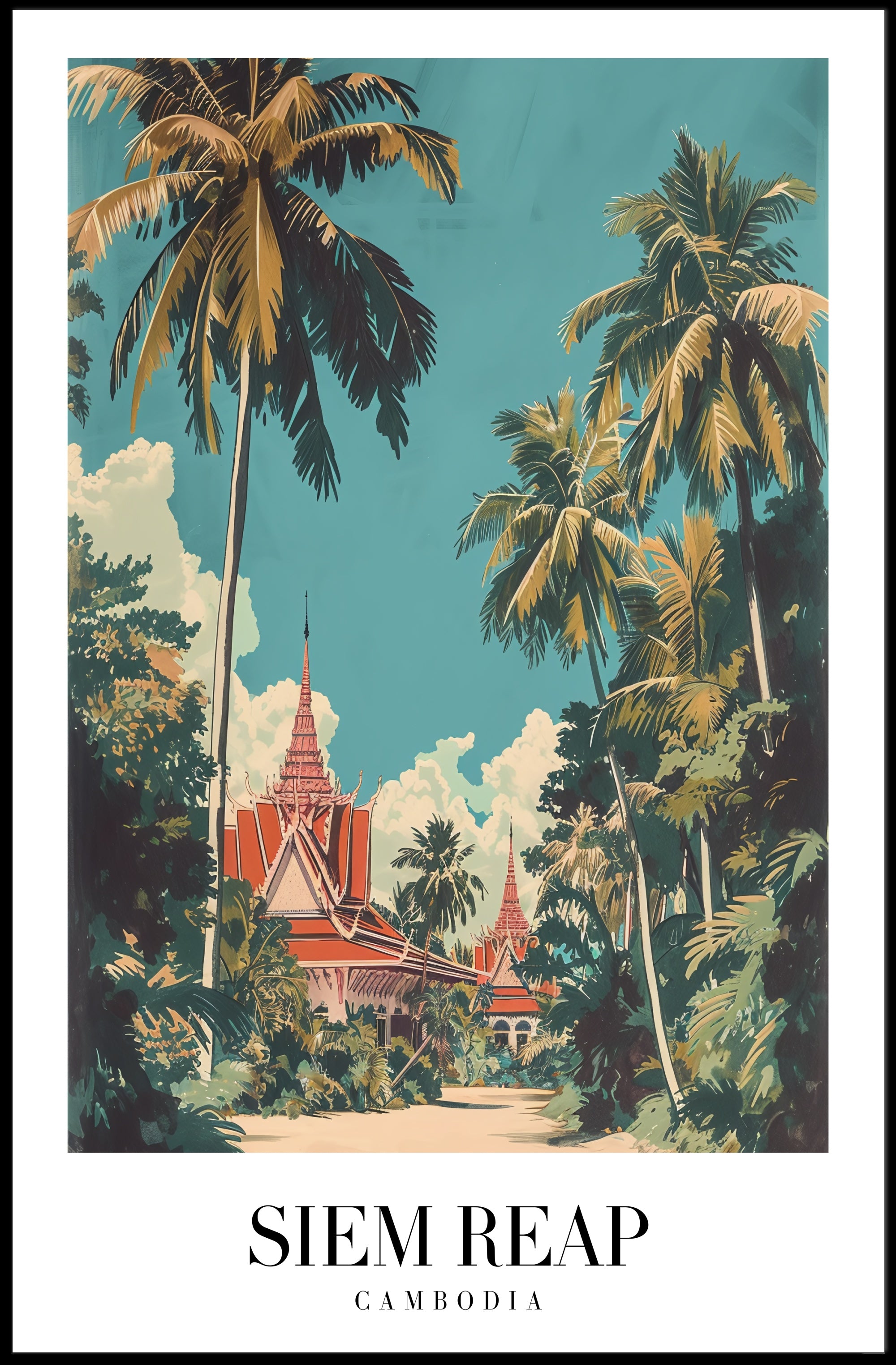 Siem Reap Cultural Heritage Vintage Travel Poster PosterGoat