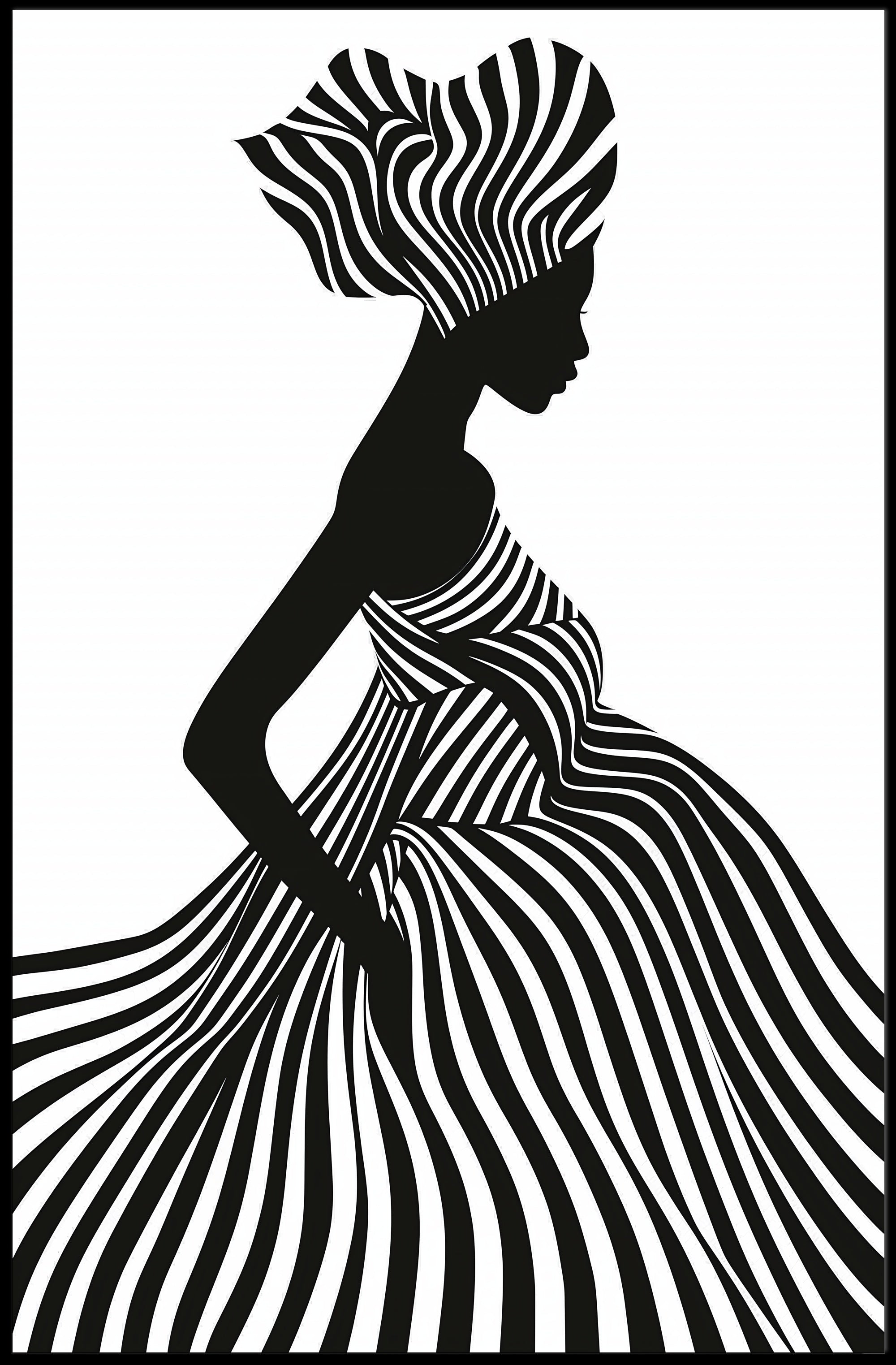 Silhouette Stripes Abstract Artistic Minimalist Modern Illustration Poster PosterGoat