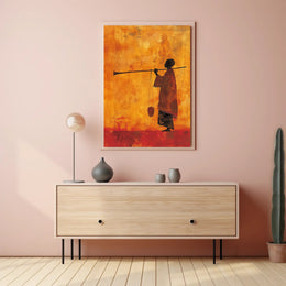 Silhouetted Figure with Trumpet in Cultural or Heritage Poster PosterGoat