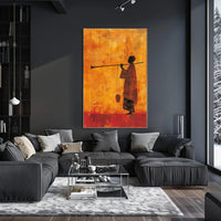 Silhouetted Figure with Trumpet in Cultural or Heritage Poster PosterGoat