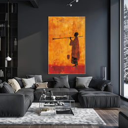Silhouetted Figure with Trumpet in Cultural or Heritage Poster PosterGoat