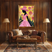 Silhouetted Woman in Pink: Artistic Poster PosterGoat