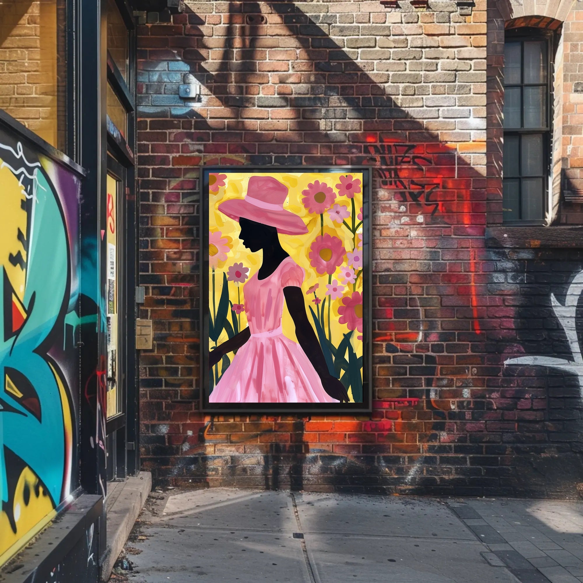 Silhouetted Woman in Pink: Artistic Poster PosterGoat