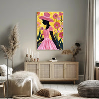 Silhouetted Woman in Pink: Artistic Poster PosterGoat