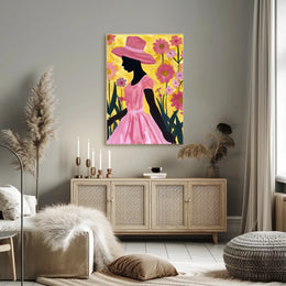 Silhouetted Woman in Pink: Artistic Poster PosterGoat