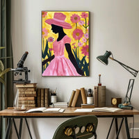 Silhouetted Woman in Pink: Artistic Poster PosterGoat