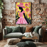 Silhouetted Woman in Pink: Artistic Poster PosterGoat